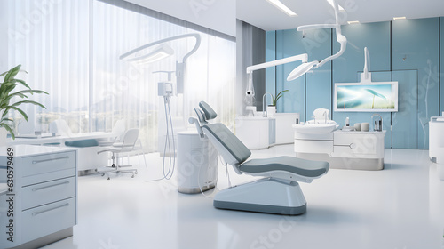 Minimalistic Blue Tone Dental Orthodontic Office Space - Generative AI 