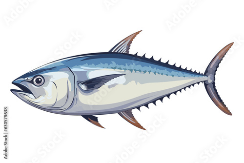 Tuna fish vector art still life painting flat illustration
