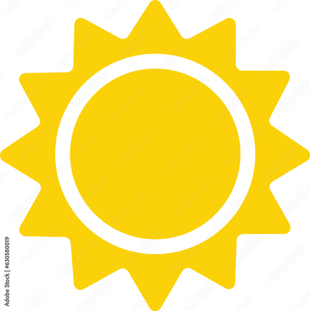 Yellow sun icon, sunshine and solar glow, sunrise or sunset. Decorative circle full and half sun and sunlight. Hot solar energy for tan. sun icon on white background. Yellow sun icon, sunshine and solar glow, sunrise or sunset. Decorative circle full and half sun and sunlight. Hot solar energy for tan. sun icon on white background.