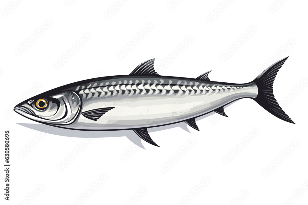 Mackerel fish vector art still life painting flat illustration Mackerel fish vector art still life painting flat illustration