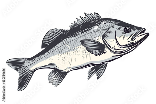 Perch fish vector art still life painting flat illustration