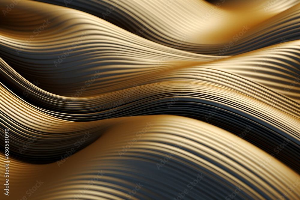 A calming smooth 3d wavey background texture in gold
