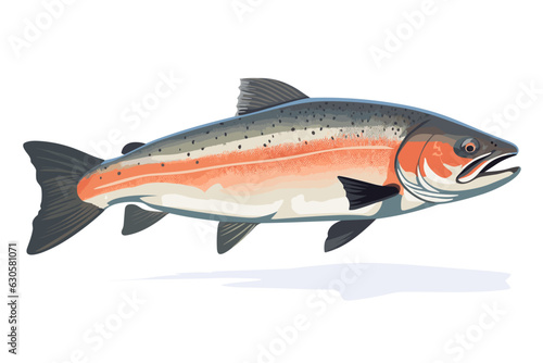 Arctic char fish vector art still life painting flat illustration