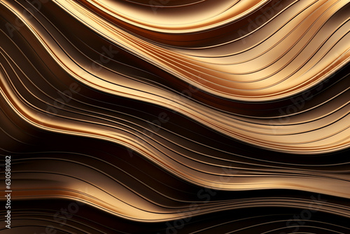 Fototapeta A smooth 3d wavey background texture in gold