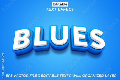 Free vector editable Blues text effect, 3d text effect	