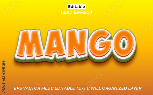 Fototapeta Naklejka Na Ścianę i Meble -  Free vector editable Mango text effect, 3d text effect	
