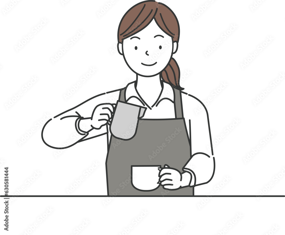 カフェで働く若い女性店員