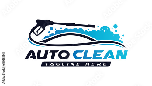 Car wash logo design with pressure wash