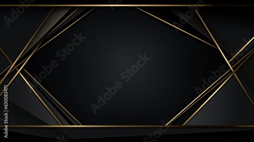 golden lines. Abstract luxury polygonal frame. Premium design. Geometric triangle borders with copy space in center. Vertical stripes, men's style. Modern VIP fashion Black Friday, Generative AI