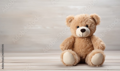 The plush teddy bear sat perched on the shelf, its button eyes gleaming with innocence