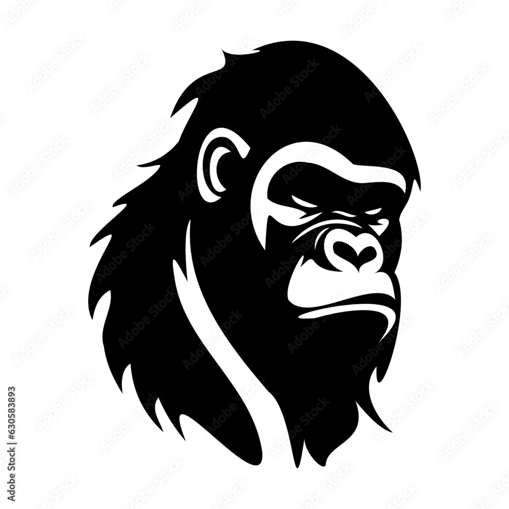 Gorilla line icon. Monkey, macaque, zoo, jungle, banana, chimpanzee, orangutan, primate. Black vector icons on a white background for Business