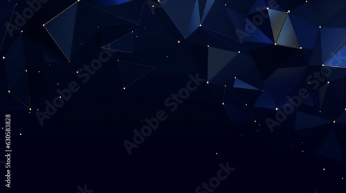luxury navy blue geometric universal background with golden dots. Abstract elegant polygonal pattern. Minimalist empty triangular BG. Modern digital dark shapes. Dynamic seamless looped, GenerativeAI © Raool