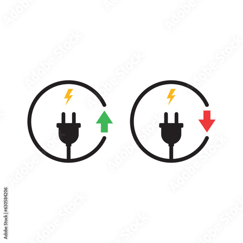 rising or falling energy supplies icons. simple flat style trend modern round logotype graphic line art design isolated on white background. concept of productive power supply sign or price down