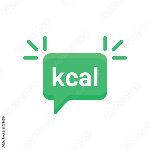 kcal green bubble isolated on white. flat minimal style trend modern kilocalorie logotype graphic art design web site element