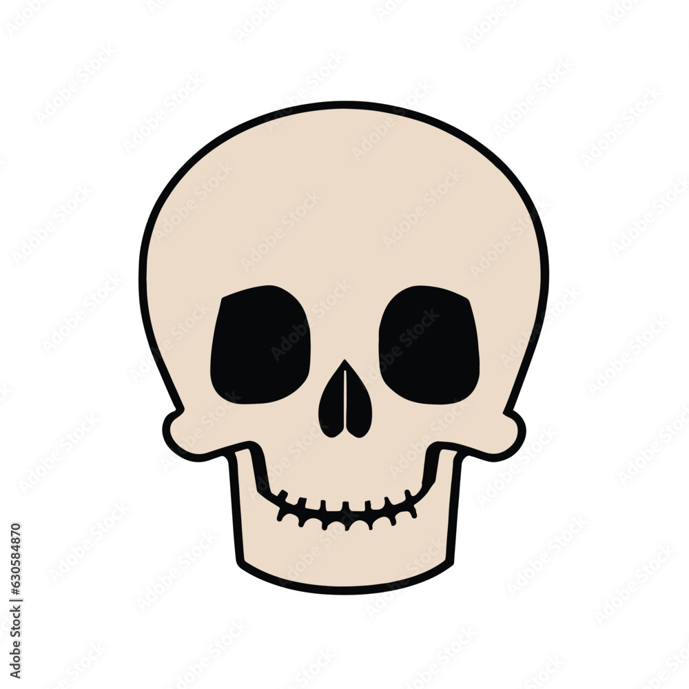 Vector illustration of human skull, death or dead flat icon for games and websites