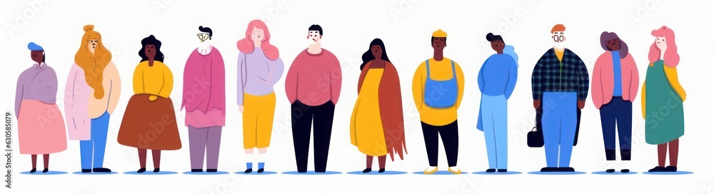Diverse colorful people crowd character set. Modern young person group collection. Different multicolor person team, business staff worker or student community, Generative AI Diverse colorful people crowd character set. Modern young person group collection. Different multicolor person team, business staff worker or student community, Generative AI