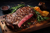 steak slice on table background