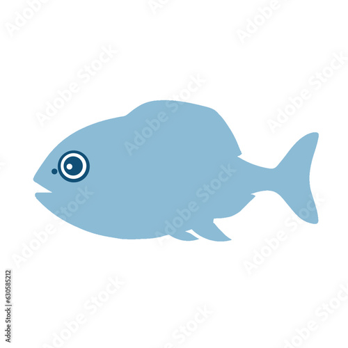 Vector illustration of blue fish or fish logo on white background