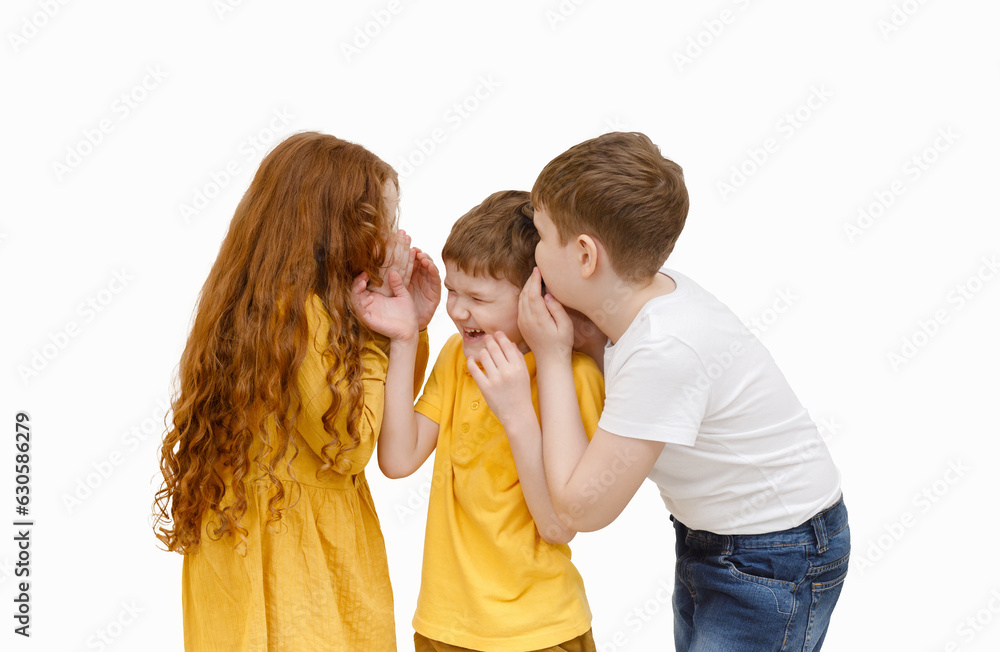 Little boy and girl whispers. Little boy and girl whispers.