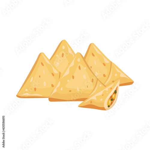 Chicken samosa, snack made of spiced minced chicken, finely chopped onions, and cilantro, wrapped in an all-purpose flour dough