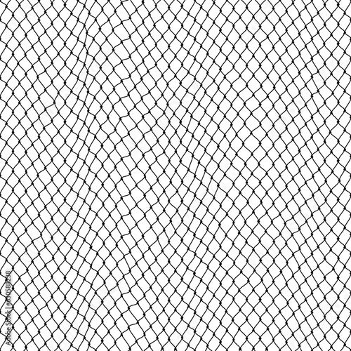 Fishnet pattern, fish net background, soccer goal mesh, vector fishing, football or tennis sport. Seamless ropes and knots pattern with black and white ornament of fish trap, fence grid, gate network