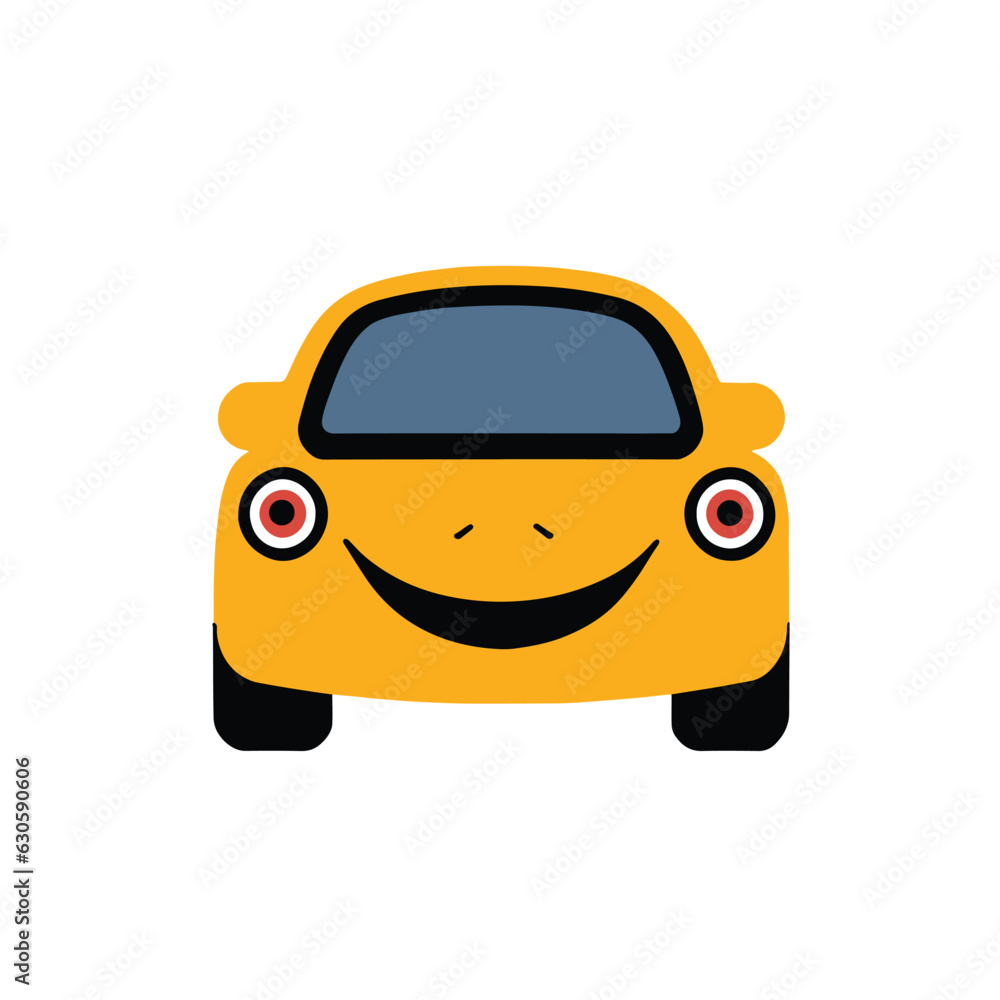 Vector illustration of car emoji also called car face, car cartoon face ...