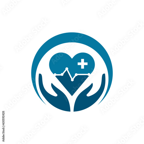 Human heart care medical center logo design. Medical logo and icon vector.