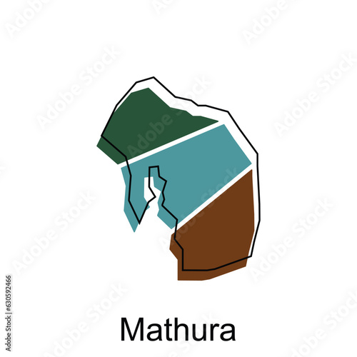 map of Mathura City modern outline, High detailed illustration vector Design Template