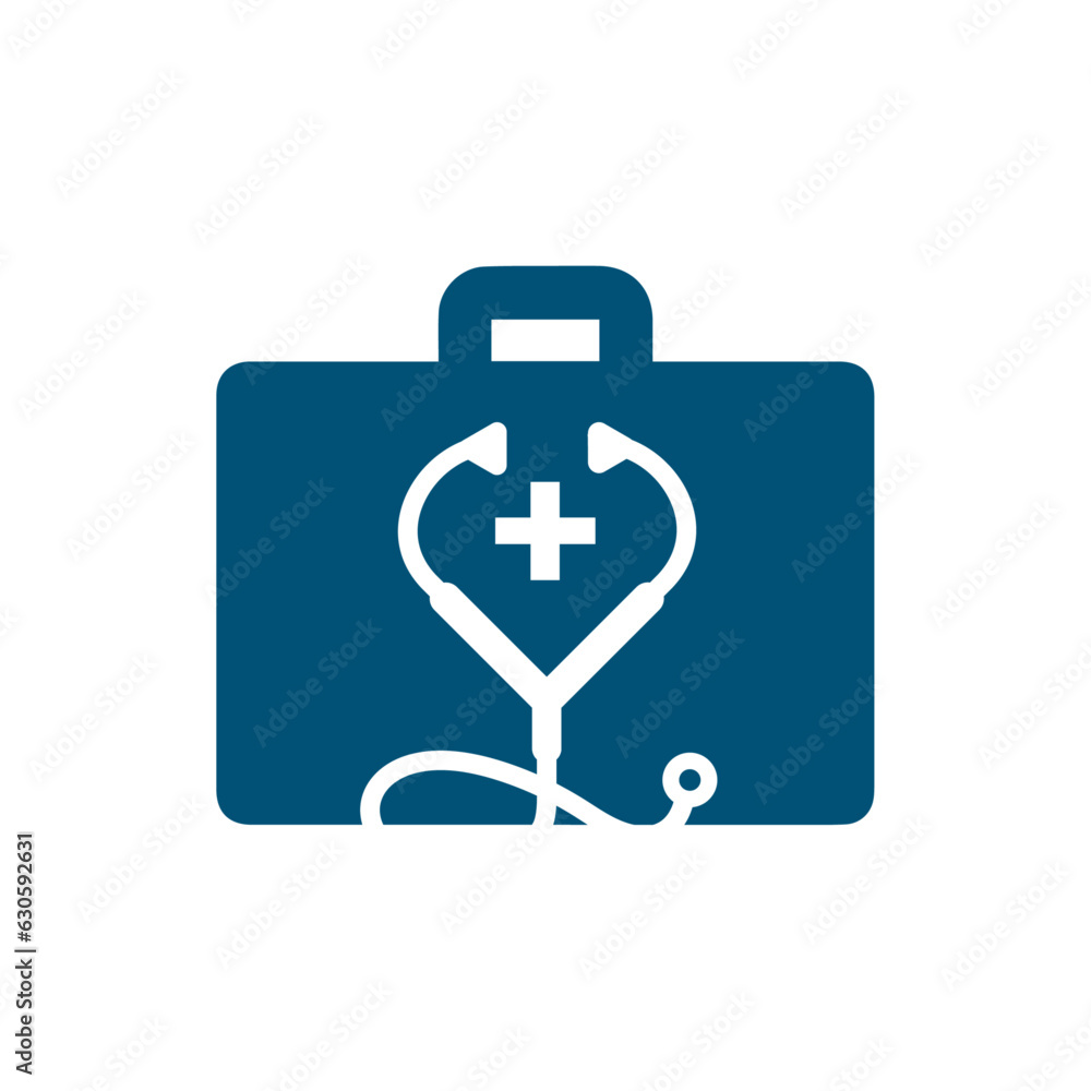 Obraz premium Medical doctor bag with stethoscope icon.