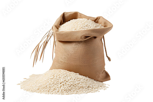 Canvas Print Photo of rice sack with rice crop isolated PNG