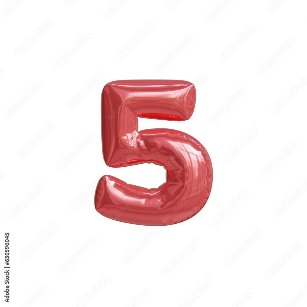 Number 5 made of red inflatable balloons Number 5 made of red inflatable balloons