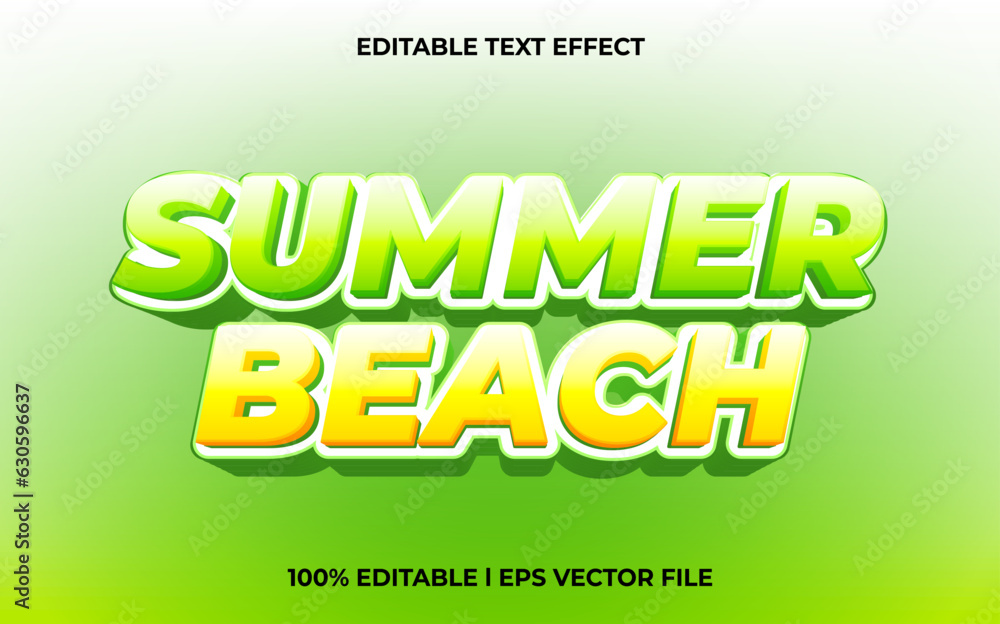 Summer beach 3d text effect with blue ice theme. green typography for products tittle Summer beach 3d text effect with blue ice theme. green typography for products tittle