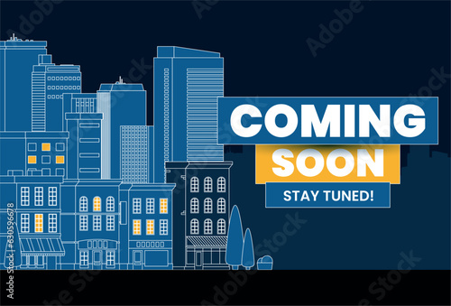 modern coming soon poster with stay tuned message