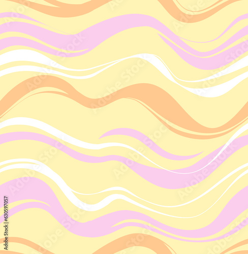 Wavy Seamless Trippy Pattern. Abstract Vector Swirl Backgrounds. 1970 Aesthetic Textures with Flowing Waves