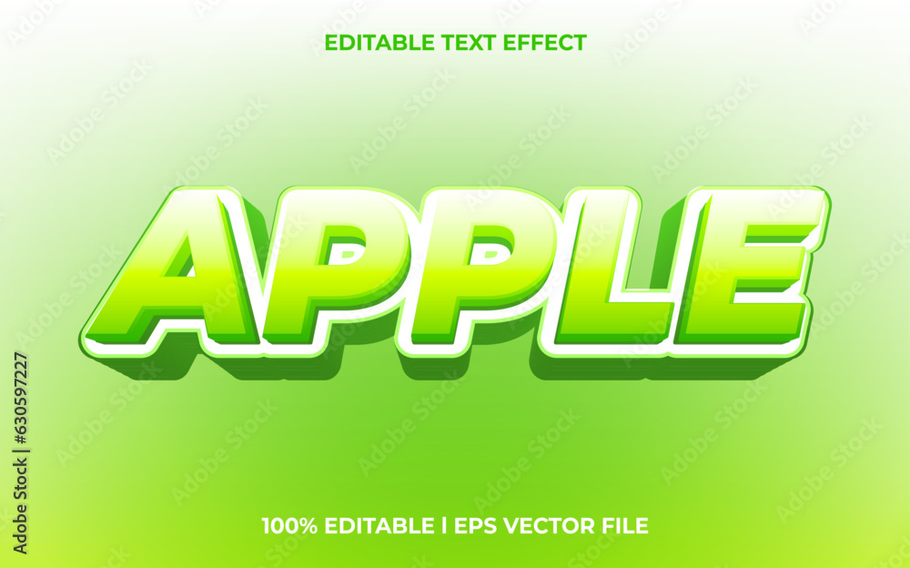 Apple 3d text effect with blue ice theme. fresh green typography for products tittle Apple 3d text effect with blue ice theme. fresh green typography for products tittle