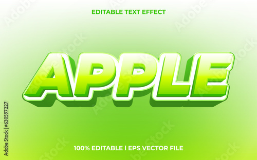 Apple 3d text effect with blue ice theme. fresh green typography for products tittle