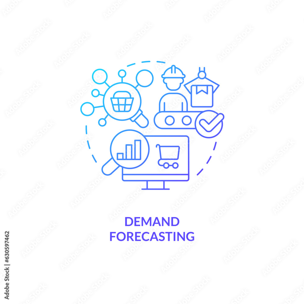 2D gradient demand forecasting thin line icon concept, isolated vector, illustration representing overproduction.