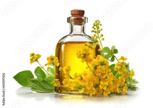 mustard oil bottle isolated on white background, generative ai