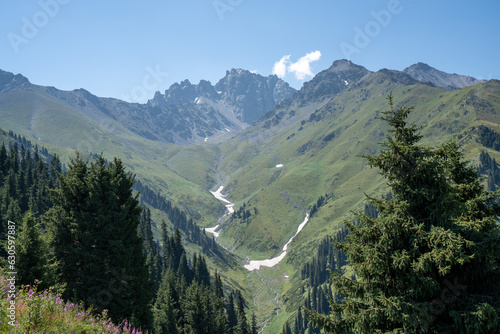 Cuadro en lienzo Mountains around Almaty Kazakhstan, Talgar gorge and ski resort Akbulak