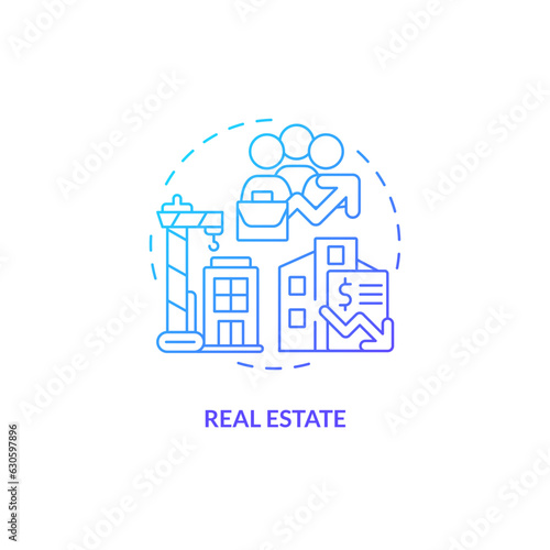 2D gradient real estate thin line icon concept  isolated vector  illustration representing overproduction.
