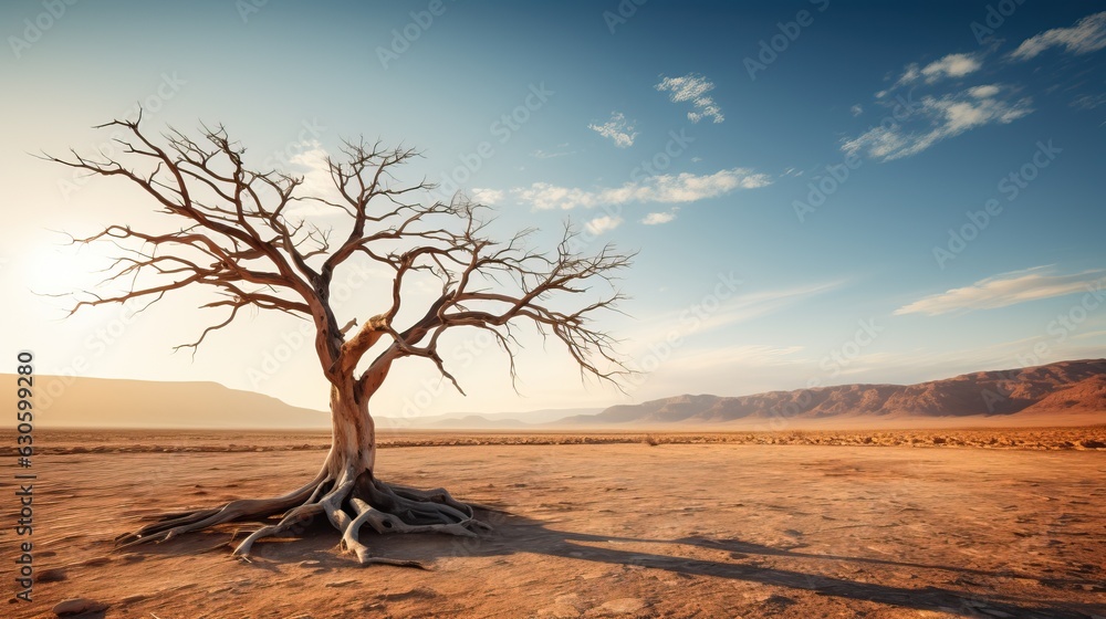 Obraz premium dead tree in the desert ai generated image