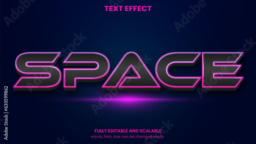 Space Galaxy glowing neon graphic style editable text effect	