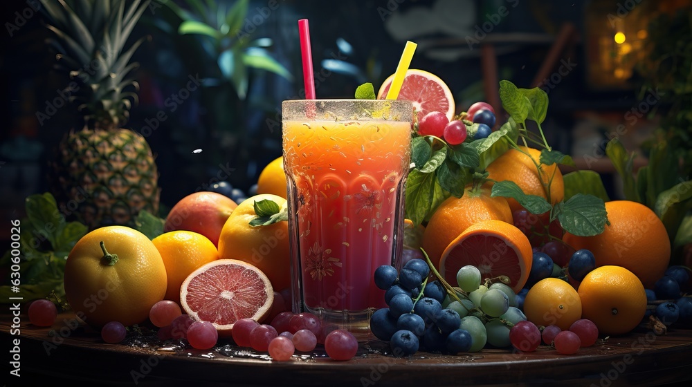 fresh juice and fruits ai generated fresh juice and fruits ai generated