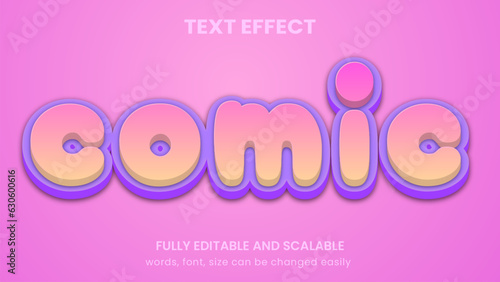 colorful kids Comic Cartoon tittle 3d graphic style editable text effect	