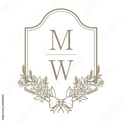 Floral design wedding crest template