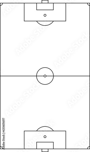 Soccer field line style. Football pitch. Black outline court and stadium on white background. Football match, league scheme. Vector