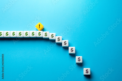 Trouble and loss of money. Price drop. Factor causing financial loss. Inflation. Collapse of assets value. Growth of the problem when it is ignored. Losing part of the savings.