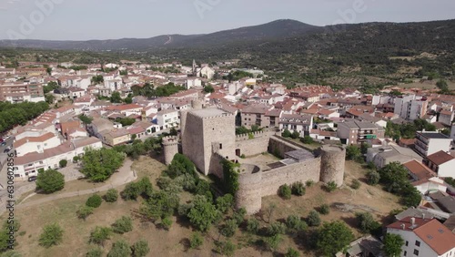 Castillo de la Coracera, a medieval fortress in San Martín de Valdeiglesias, Spain. Aerial photo