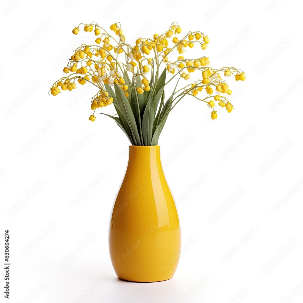 Fototapeta premium decorative vase with flowers on plain white background - created using generative AI tools