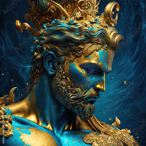 Powerful Neptune or Poseidon, greek god of water